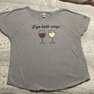 Lazy Ballerina Winery “I go both ways” t-shirt in grey XL, comfortable fit